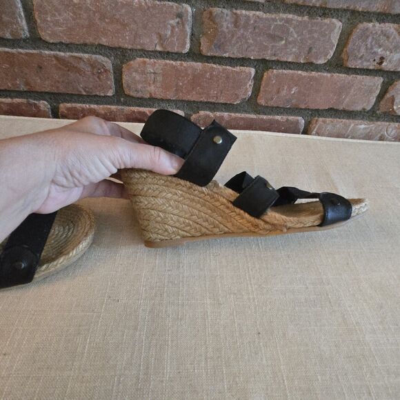 Eric Michael Espadrill Sandal Size 5 Black Elastic Straps - Picture 6 of 11